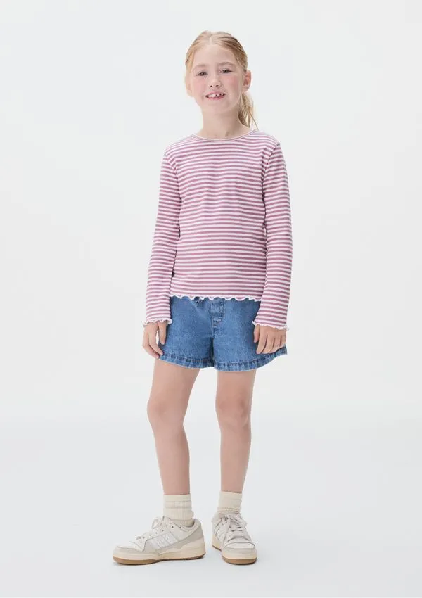 Blusa Infantil Menina Manga Longa Em Ribana - Rosa 014