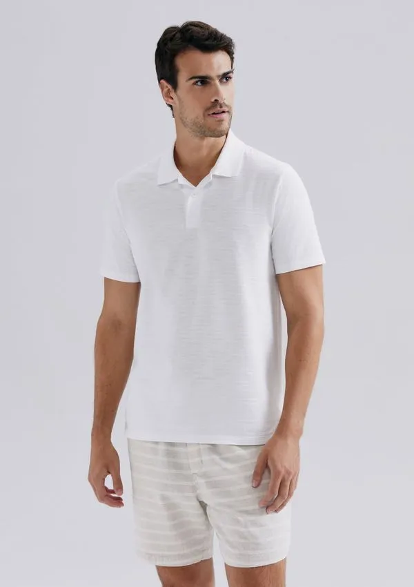 Camisa Polo Masculina Manga Curta Texturizada - Off white G