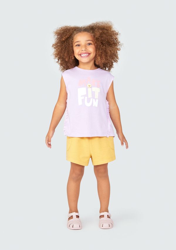 Conjunto Curto Infantil Menina Toddler Com Aplique - Roxo 003