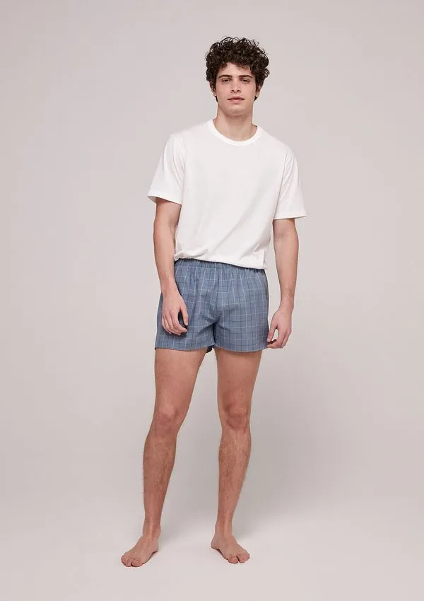 Pijama Curto Masculino Com Estampa Xadrez - Off White M