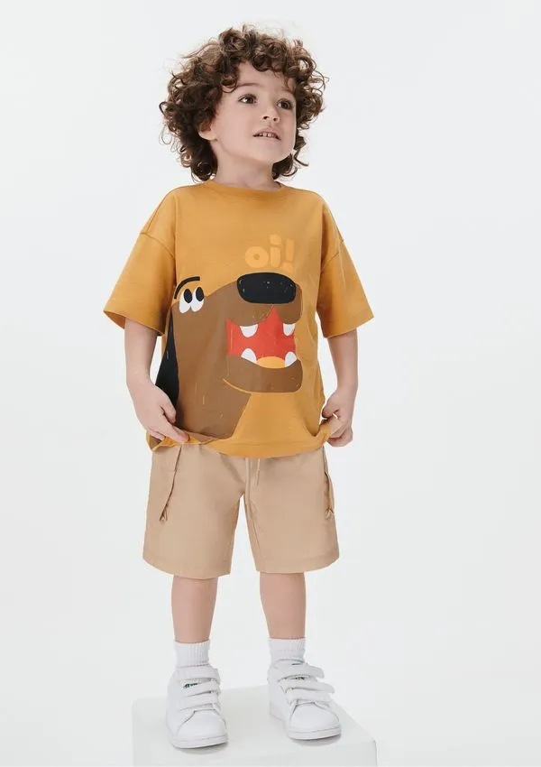 Bermuda Cargo Infantil Menino Toddler - Marrom 004