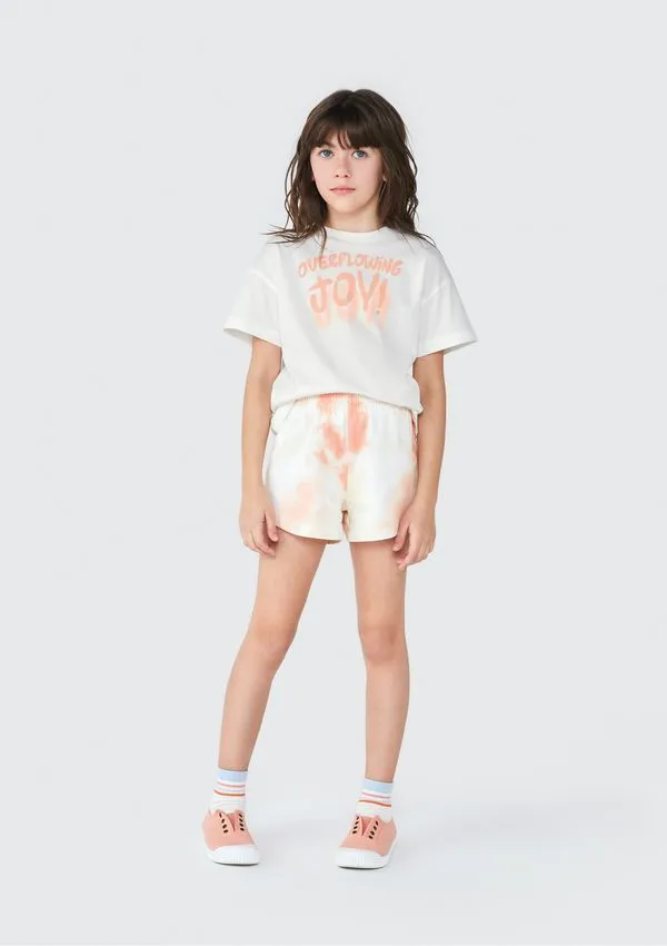 Conjunto Infantil Menina Curto Estampado - Off white 014
