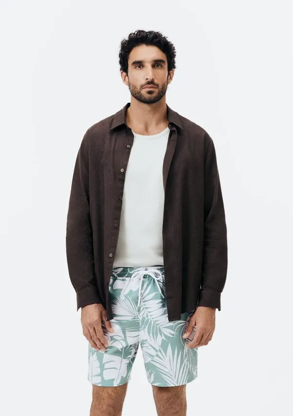 Shorts Praia Masculino Estampado - Verde P