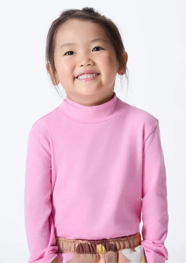 Blusa Infantil Menina Toddler Gola Alta - Rosa 004