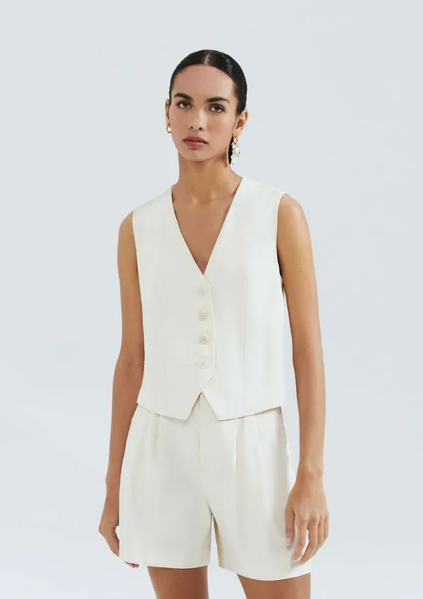 Colete Feminino Em Peach Touch - Creme P