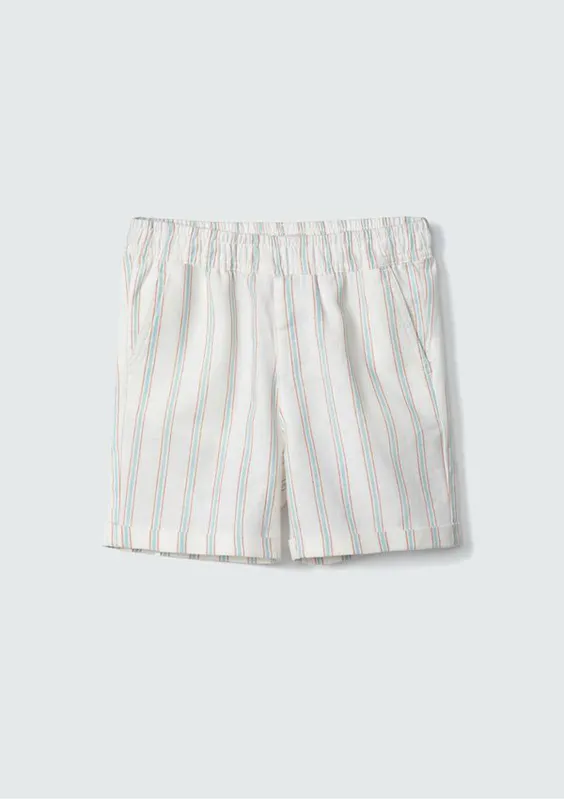 Shorts Infantil Menino Toddler Com Linho - Off white 001