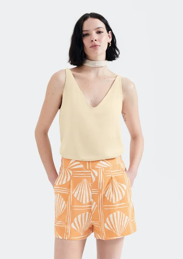 Regata Feminina Em Tecido Creponado - Off white G