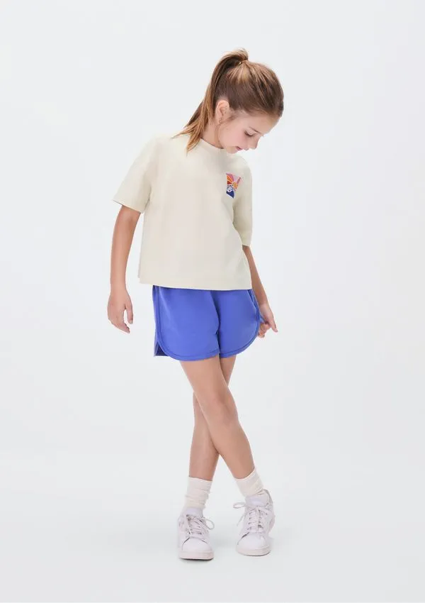 Conjunto Curto Em Moletom Infantil Menina Com Estampa - Azul 008