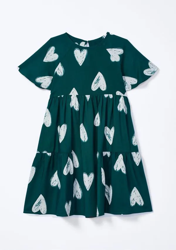Vestido Infantil Menina Estampado - Verde 014