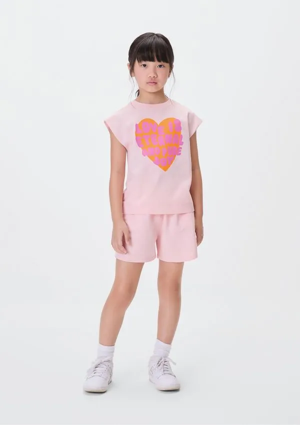 Conjunto Curto Infantil Menina Com Estampa - Rosa 006