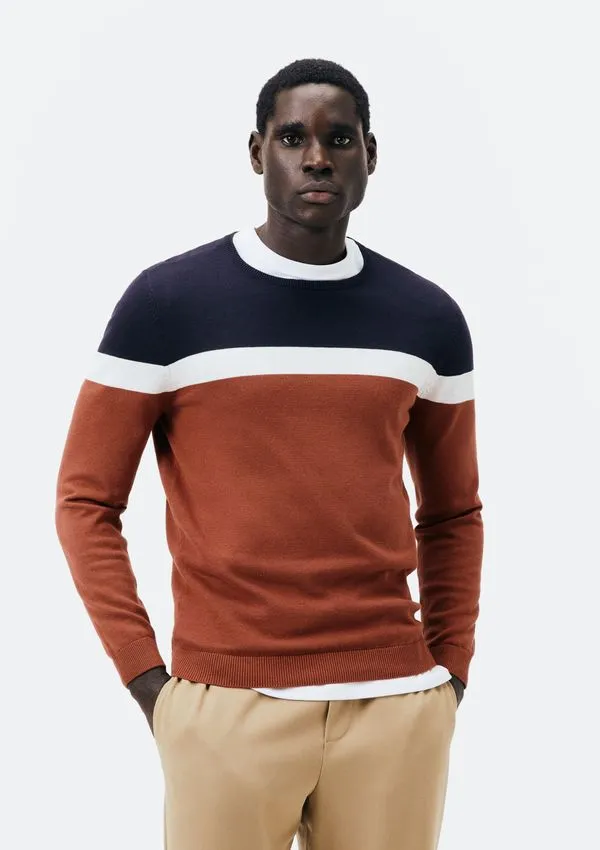 Suéter Masculino Listrado Em Tricô - Azul G