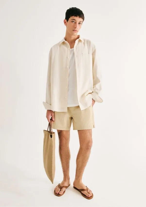Shorts De Banho Masculino Texturizado - Bege P