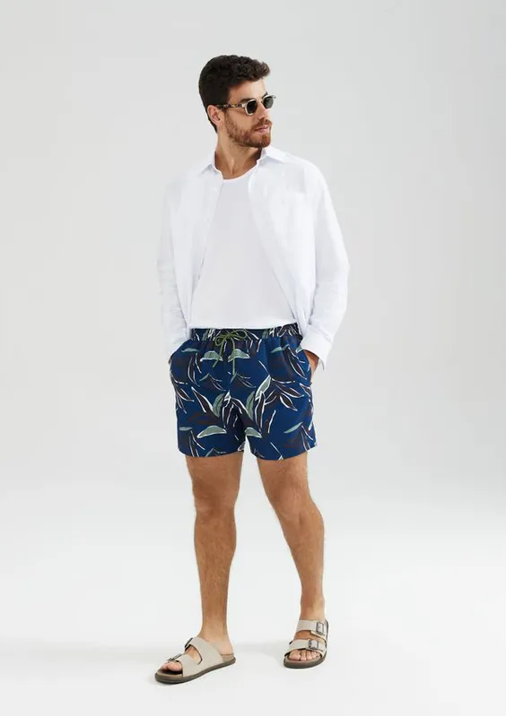 Shorts Praia Masculino Estampado - Azul XG