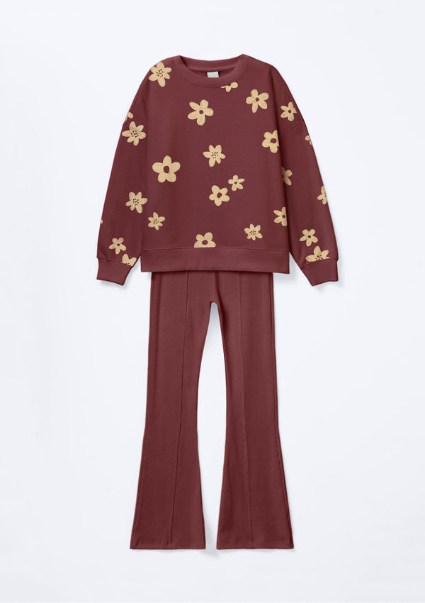 Conjunto Infantil Menina Oversized Estampado - Marrom 008