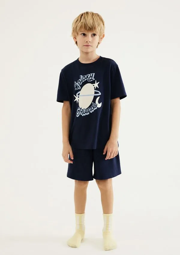 Pijama Infantil Menino Curto Com Estampa - Azul 004