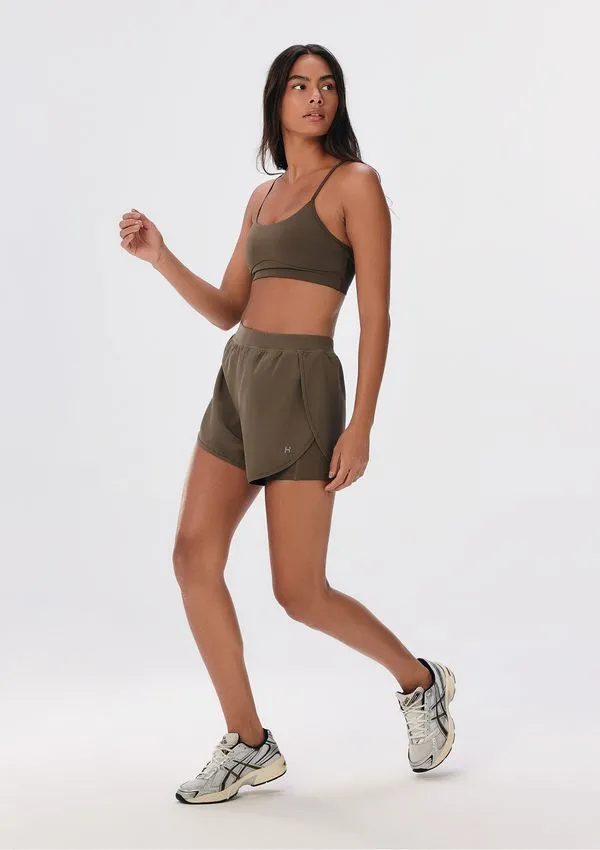 Shorts Esportivo Feminino Runner Texturizado - Marrom XG