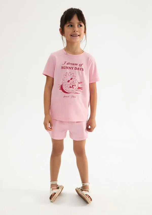 Shorts Básico Infantil Menina Clochard Em Moletom - Rosa 004