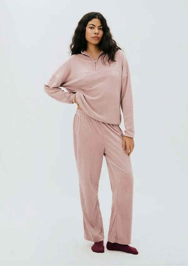Pijama Longo Feminino Em Plush - Rosa XP