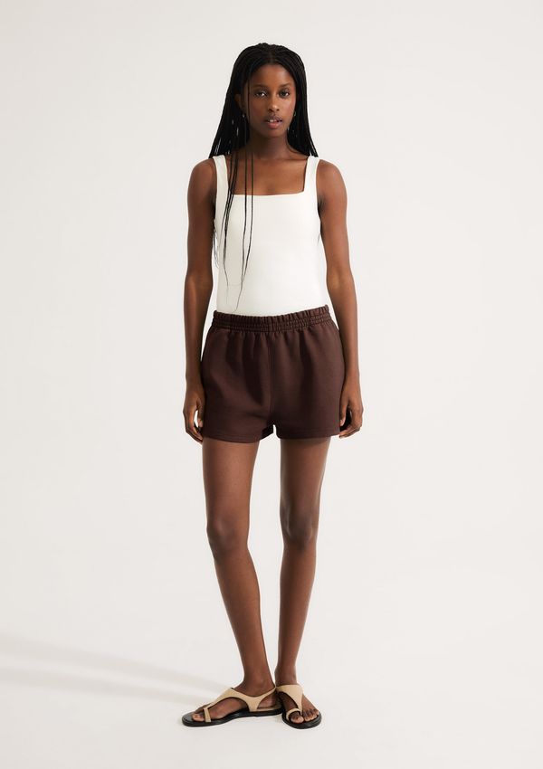 Shorts Feminino Em Malha Binada - Marrom XG
