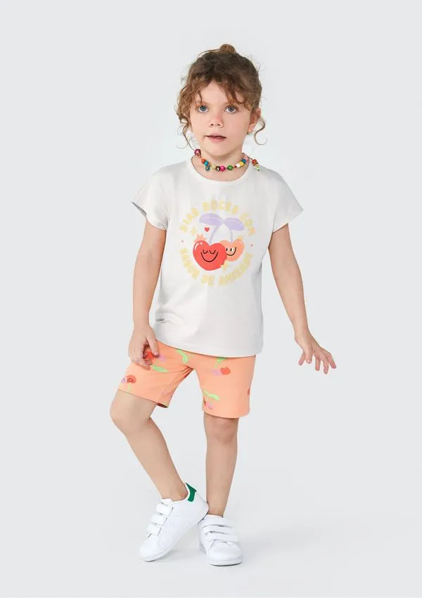 Conjunto Curto Infantil Menina Toddler - Branco 002