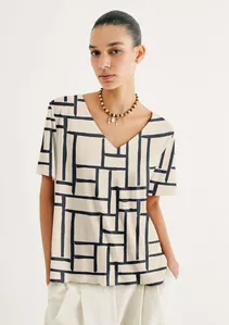Blusa Feminina Em Viscose Estampada - Off white M