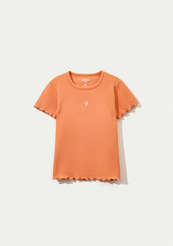 Blusa Manga Curta Infantil Menina Em Ribana - Laranja 016