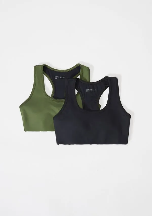 Kit Com 2 Tops Esportivos Feminino Nadador - Preto e verde M