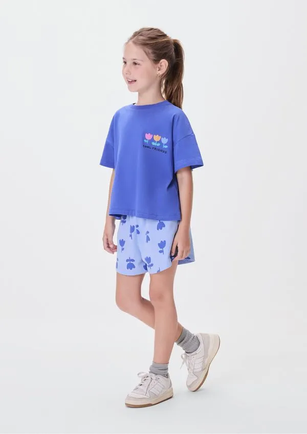 Conjunto Infantil Menina Curto Estampado - Azul 010