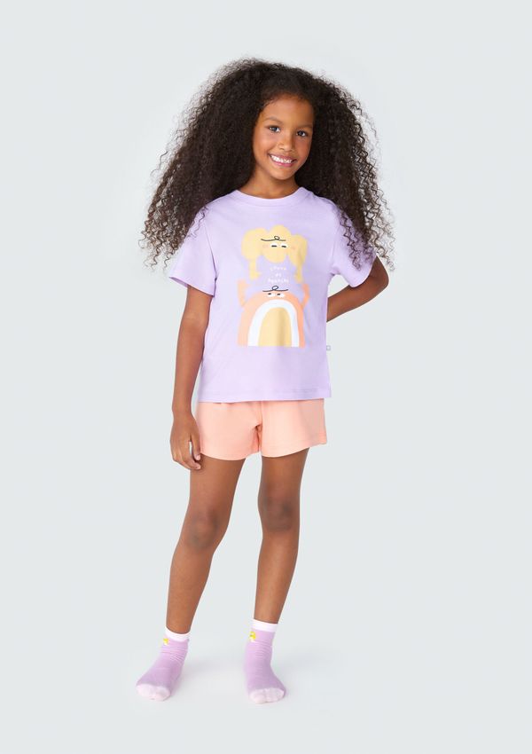 Pijama Infantil Menina Curto Com Estampa - Roxo 012
