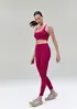 Calça Legging Esportiva Feminina Com Costuras Contrastantes - Rosa XP