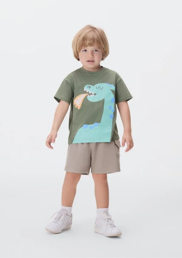 Conjunto Curto Infantil Menino Toddler Com Estampa - Verde 004