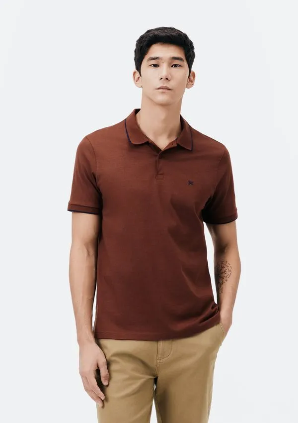 Camisa Polo Básica Masculina Super Cotton Com Bordado - Marsala G