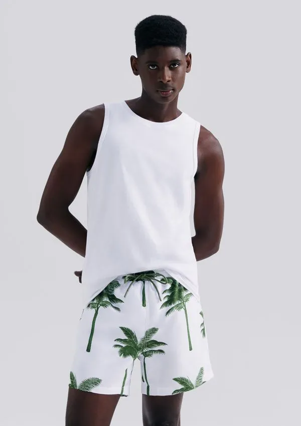 Shorts Praia Masculino Estampado - Branco M