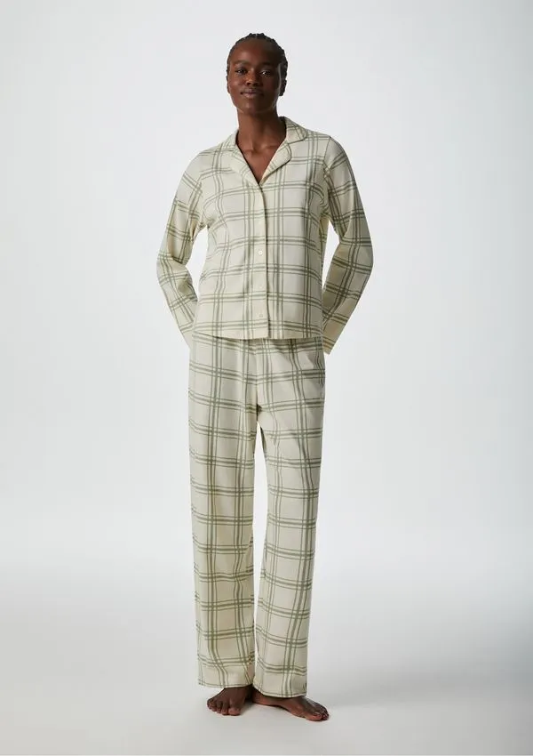 Pijama Longo Feminino Americano Estampado - Verde P