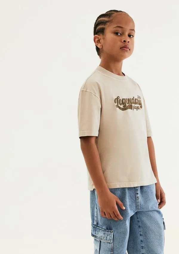 Camiseta Infantil Menino Estampada Em Algodão - Bege 016