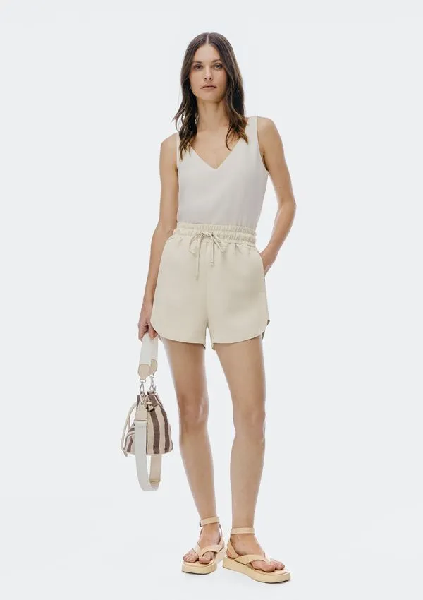 Shorts Feminino Runner Cintura Média - Off white G