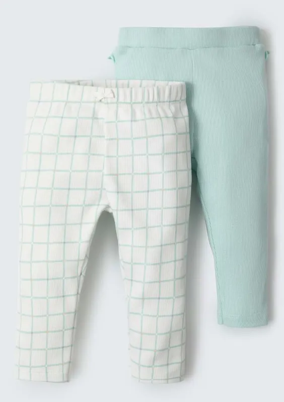 Kit Com 2 Legging Bebê Menina Em Ribana - Multicolorido 24M