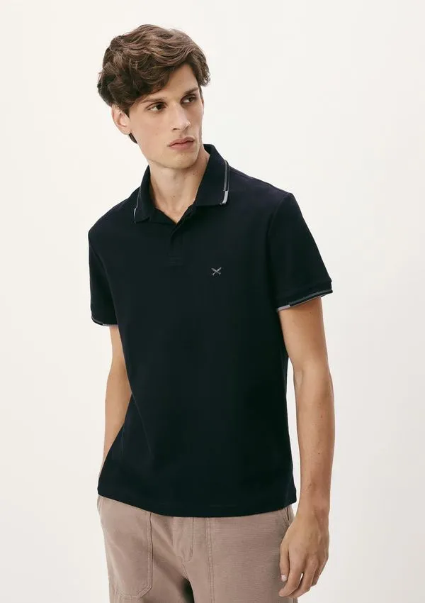 Camisa Polo Masculina Manga Curta Com Bordado - Preto P
