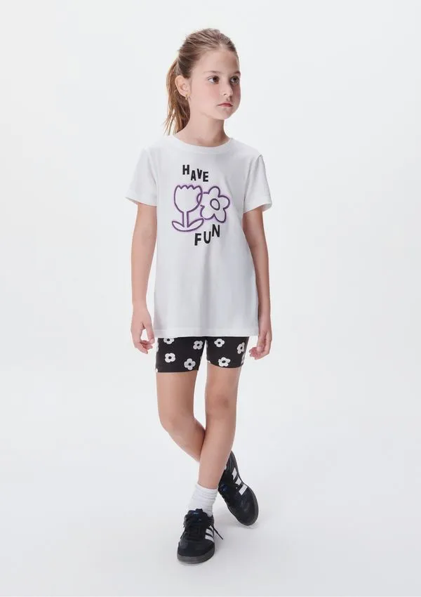 Conjunto Infantil Menina Curto Com Estampa - Preto 006