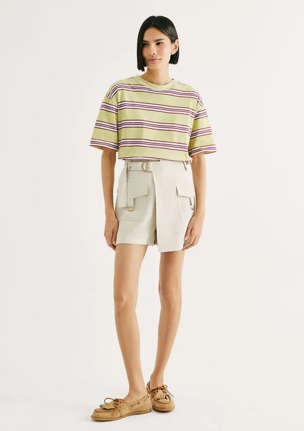 Shorts Saia Cargo Em Peach Touch - Bege 042