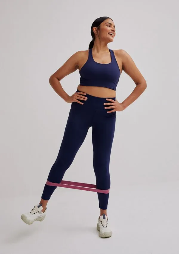 Calça Legging Feminina Esportiva Básica Biodegradável - Azul XG