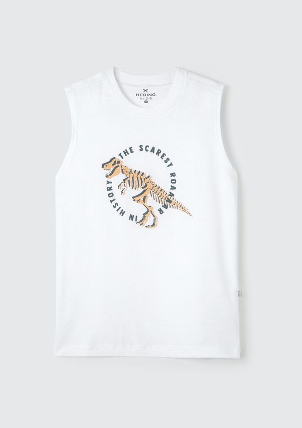 Regata Infantil Menino Em Malha De Algodão Com Estampa - Branco 006