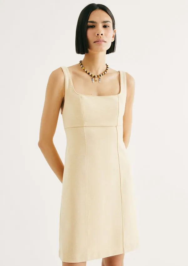 Vestido Curto Slim Em Piquet - Amarelo XP