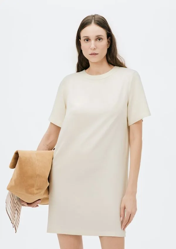 Vestido Curto Em Viscose Creponada - Off white M