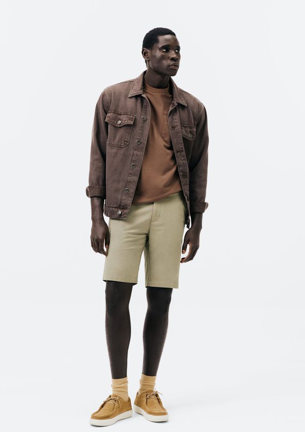 Bermuda Básica Masculina Chino Em Sarja - Bege 038