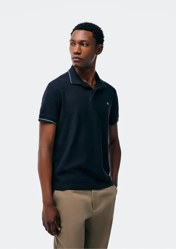 Camisa Polo Masculina Manga Curta Com Bordado - Preto G
