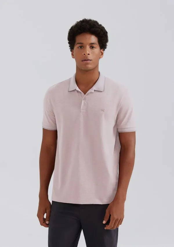 Camisa Polo Básica Masculina Em Malha Texturizada - Rosa G