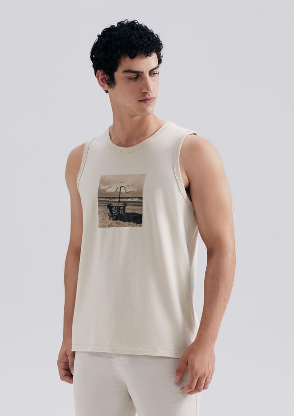 Regata Básica Masculina Regular Com Estampa - Bege M