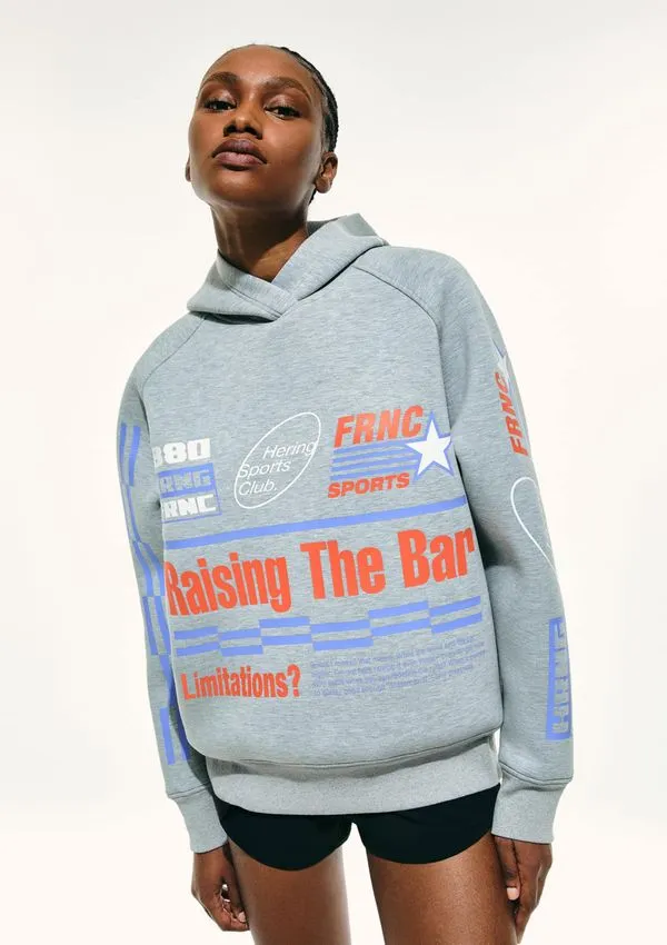 Blusão Feminino Oversized Estampado Hering Sports + Frnc - Cinza G