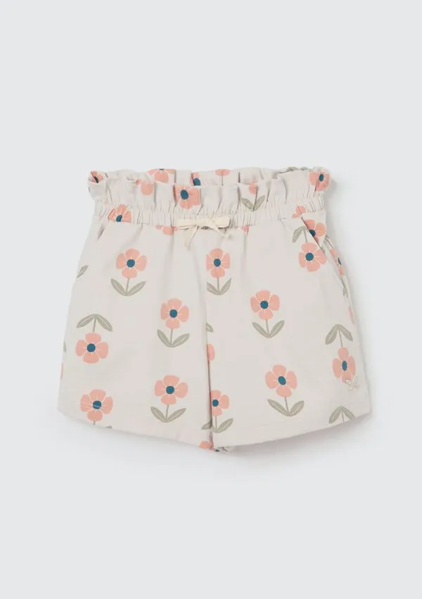 Shorts Básico Infantil Menina Clochard Estampado - Off white 012